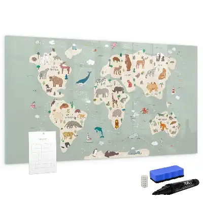 Carte du monde des animaux tableau magnétique pour dessiner