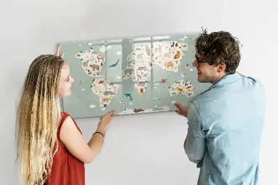 Carte du monde des animaux tableau magnétique pour dessiner