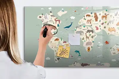 Carte du monde des animaux tableau magnétique pour dessiner