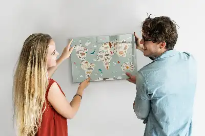 Carte du monde des animaux tableau magnétique pour dessiner
