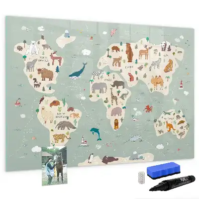 Carte du monde des animaux tableau magnétique pour dessiner
