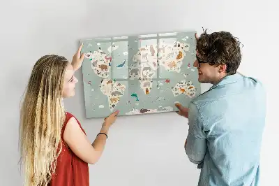 Carte du monde des animaux tableau magnétique pour dessiner