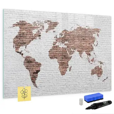 Carte du monde en briques tableau magnétique pour dessiner