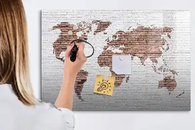 Carte du monde en briques tableau magnétique pour dessiner