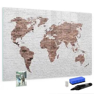 Carte du monde en briques tableau magnétique pour dessiner