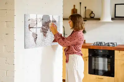 Carte du monde en briques tableau magnétique pour dessiner