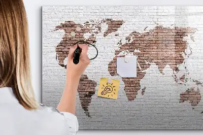 Carte du monde en briques tableau magnétique pour dessiner