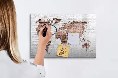 Carte du monde en briques tableau magnétique pour dessiner
