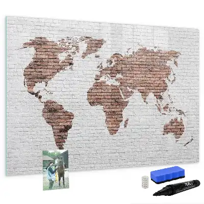 Carte du monde en briques tableau magnétique pour dessiner