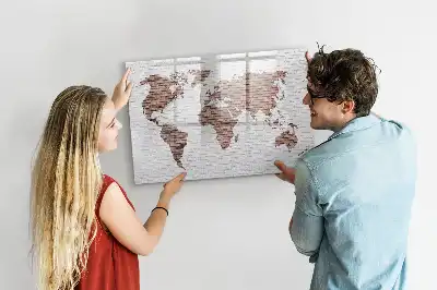 Carte du monde en briques tableau magnétique pour dessiner
