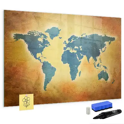 Tableau magnétique à dessiner motif ancienne carte du monde
