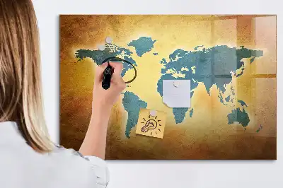 Tableau magnétique à dessiner motif ancienne carte du monde