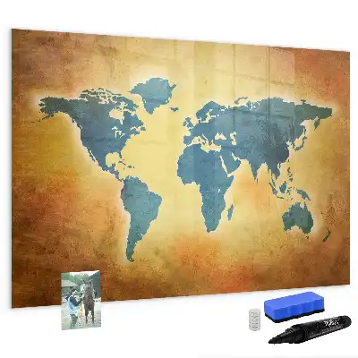 Tableau magnétique à dessiner motif ancienne carte du monde