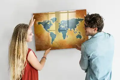 Tableau magnétique à dessiner motif ancienne carte du monde