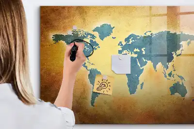 Tableau magnétique à dessiner motif ancienne carte du monde