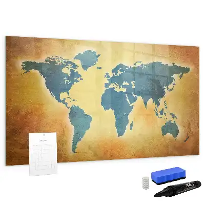 Tableau magnétique à dessiner motif ancienne carte du monde