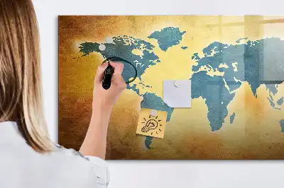 Tableau magnétique à dessiner motif ancienne carte du monde