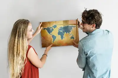 Tableau magnétique à dessiner motif ancienne carte du monde