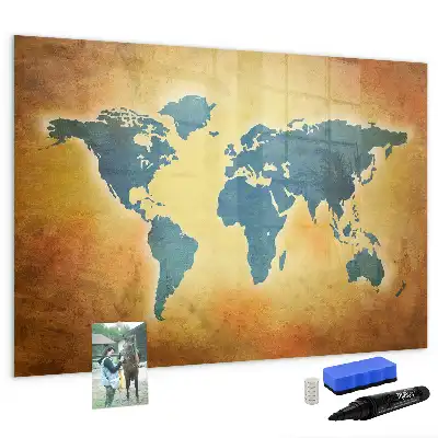 Tableau magnétique à dessiner motif ancienne carte du monde