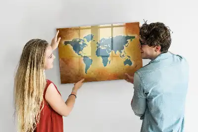 Tableau magnétique à dessiner motif ancienne carte du monde