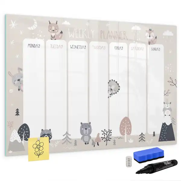 Tableau magnétique à dessiner planificateur hebdomadaire animaux