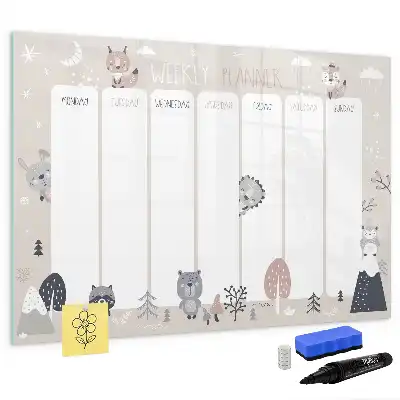 Tableau magnétique à dessiner planificateur hebdomadaire animaux