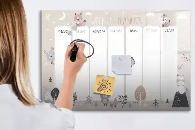 Tableau magnétique à dessiner planificateur hebdomadaire animaux