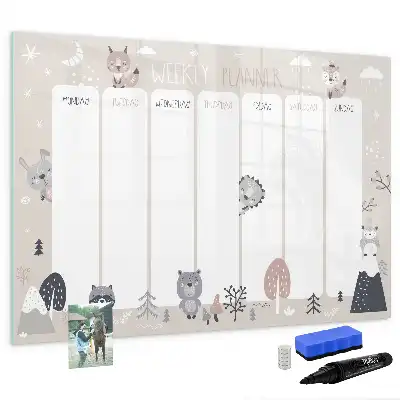 Tableau magnétique à dessiner planificateur hebdomadaire animaux
