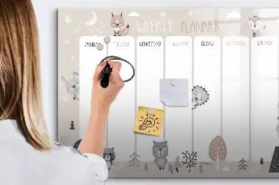 Tableau magnétique à dessiner planificateur hebdomadaire animaux