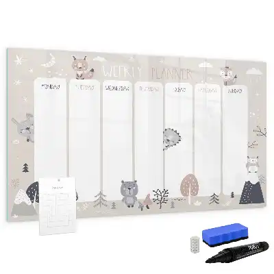 Tableau magnétique à dessiner planificateur hebdomadaire animaux
