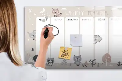 Tableau magnétique à dessiner planificateur hebdomadaire animaux