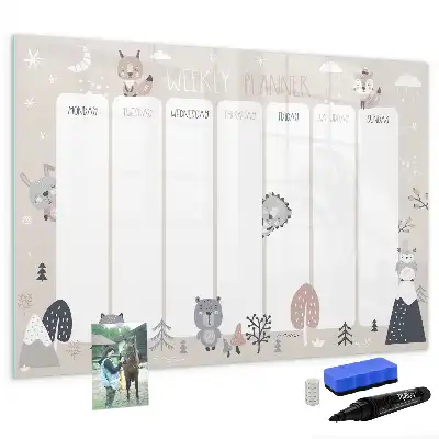 Tableau magnétique à dessiner planificateur hebdomadaire animaux