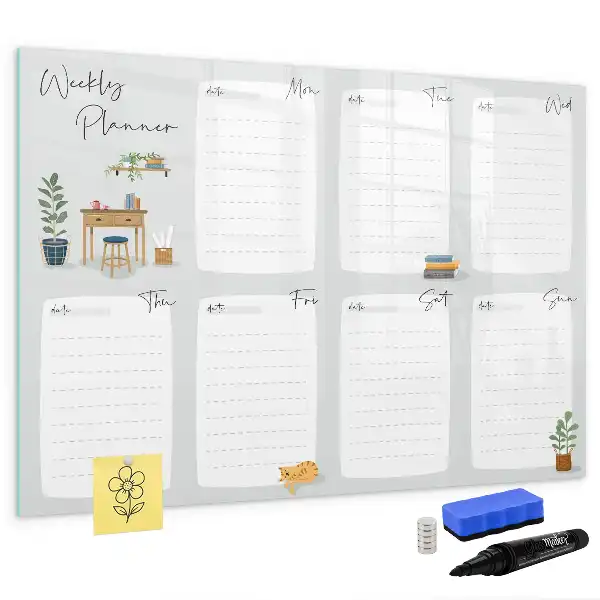 Tableau magnétique pour dessiner modèle planificateur hebdomadaire douillet