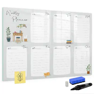 Tableau magnétique pour dessiner modèle planificateur hebdomadaire douillet