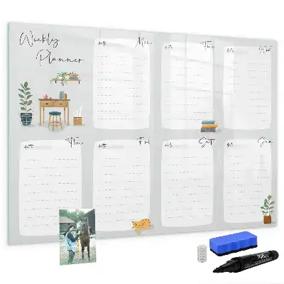 Tableau magnétique pour dessiner modèle planificateur hebdomadaire douillet