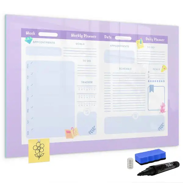 Tableau magnétique à dessiner planificateur annuel rose