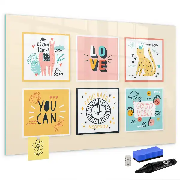 Tableau magnétique à dessiner motifs slogans motivants