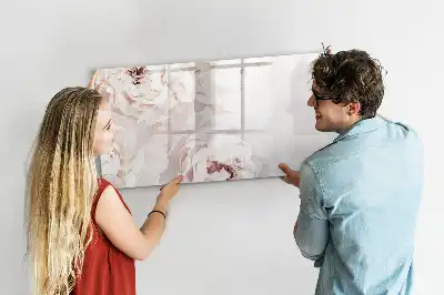 Tableau magnétique de dessin motif pivoines