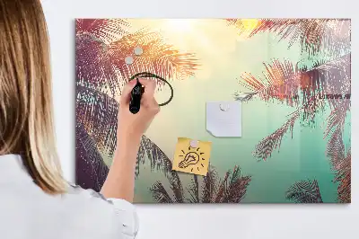 Tableau magnétique à dessiner motif palmiers tropicaux