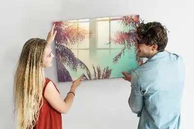 Tableau magnétique à dessiner motif palmiers tropicaux
