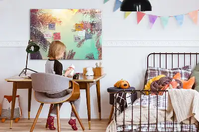 Tableau magnétique à dessiner motif palmiers tropicaux
