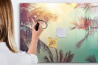 Tableau magnétique à dessiner motif palmiers tropicaux