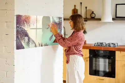 Tableau magnétique à dessiner motif palmiers tropicaux