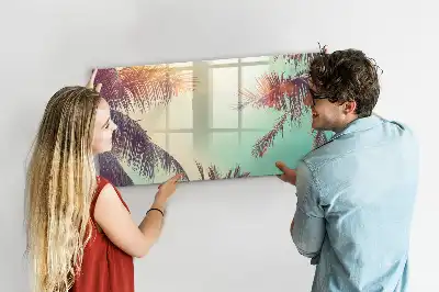 Tableau magnétique à dessiner motif palmiers tropicaux