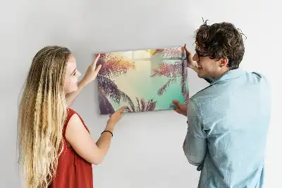 Tableau magnétique à dessiner motif palmiers tropicaux