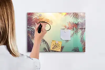Tableau magnétique à dessiner motif palmiers tropicaux