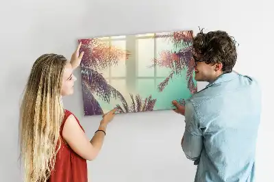 Tableau magnétique à dessiner motif palmiers tropicaux
