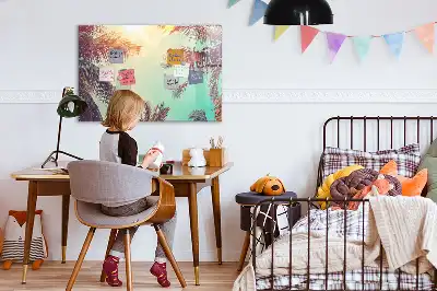 Tableau magnétique à dessiner motif palmiers tropicaux