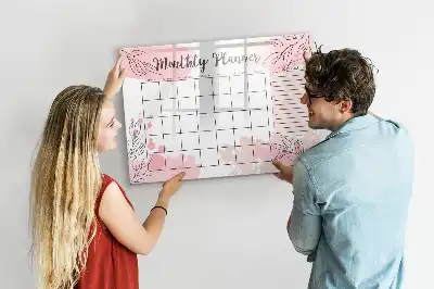 Tableau magnétique à dessiner planificateur mensuel rose