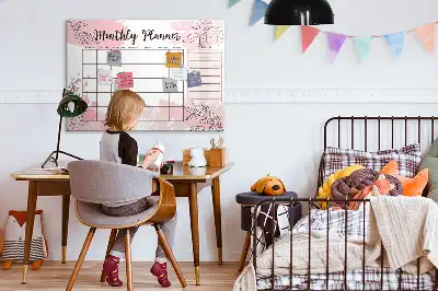Tableau magnétique à dessiner planificateur mensuel rose
